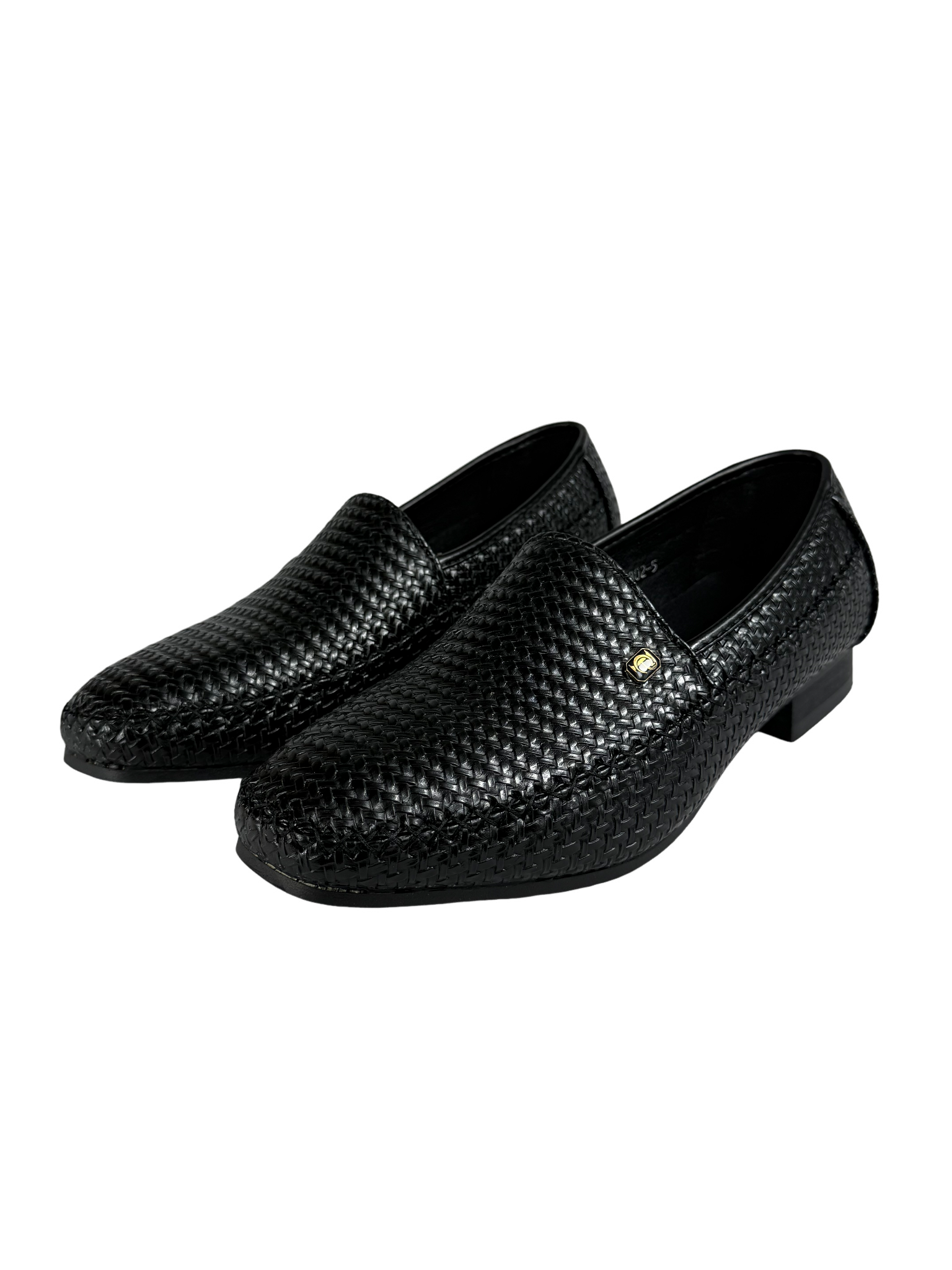 P CROUCH & CO Black Basket Moccasin