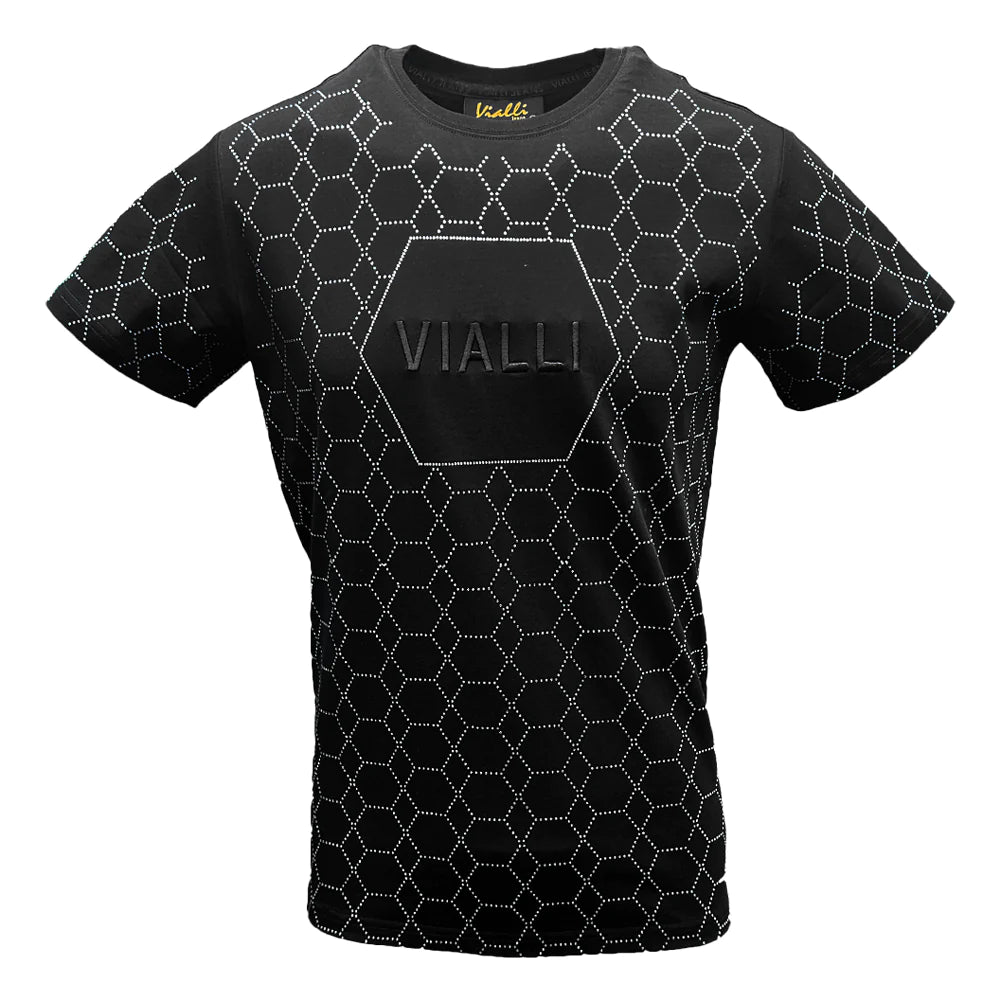 Vialli Escada Black Silver Italian T Shirt