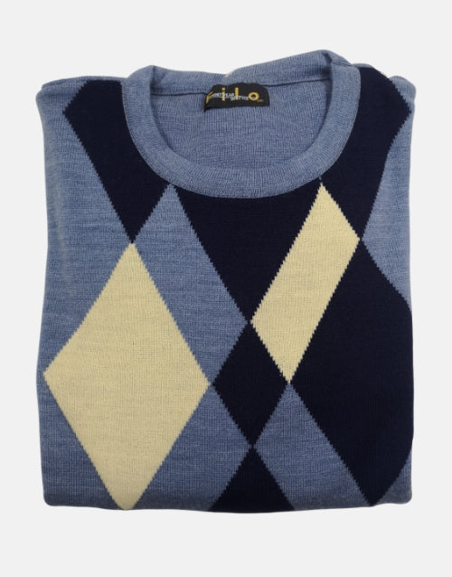 Filo Argyle Navy Blue Diamond Knitwear Jersey