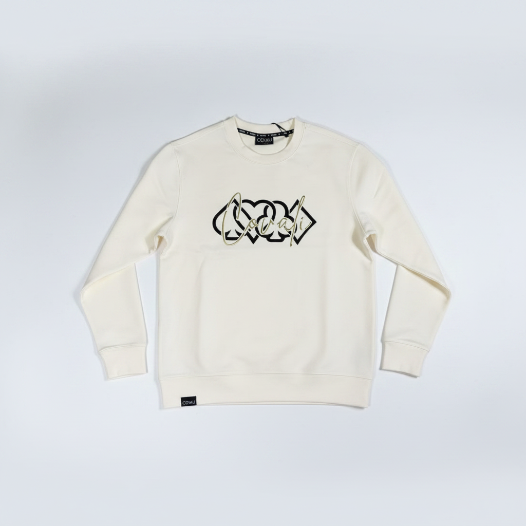 Covali White Sweatshirt – Flat Lay
