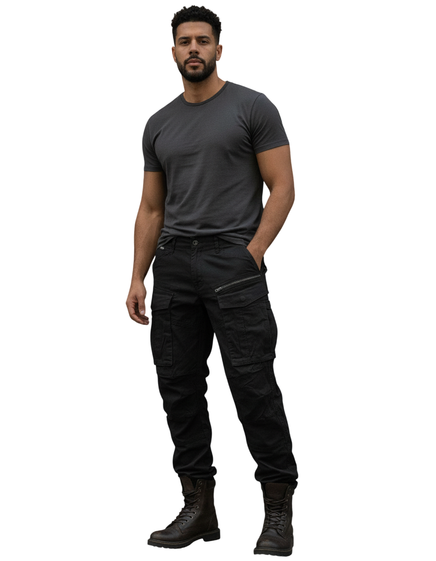 Pure Premium Giovani Black Cargo Pants