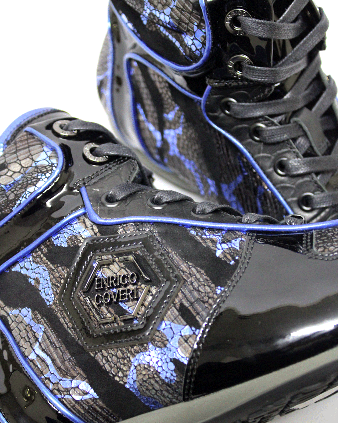ENRICO COVERI Italian Black Blue Leather Boot