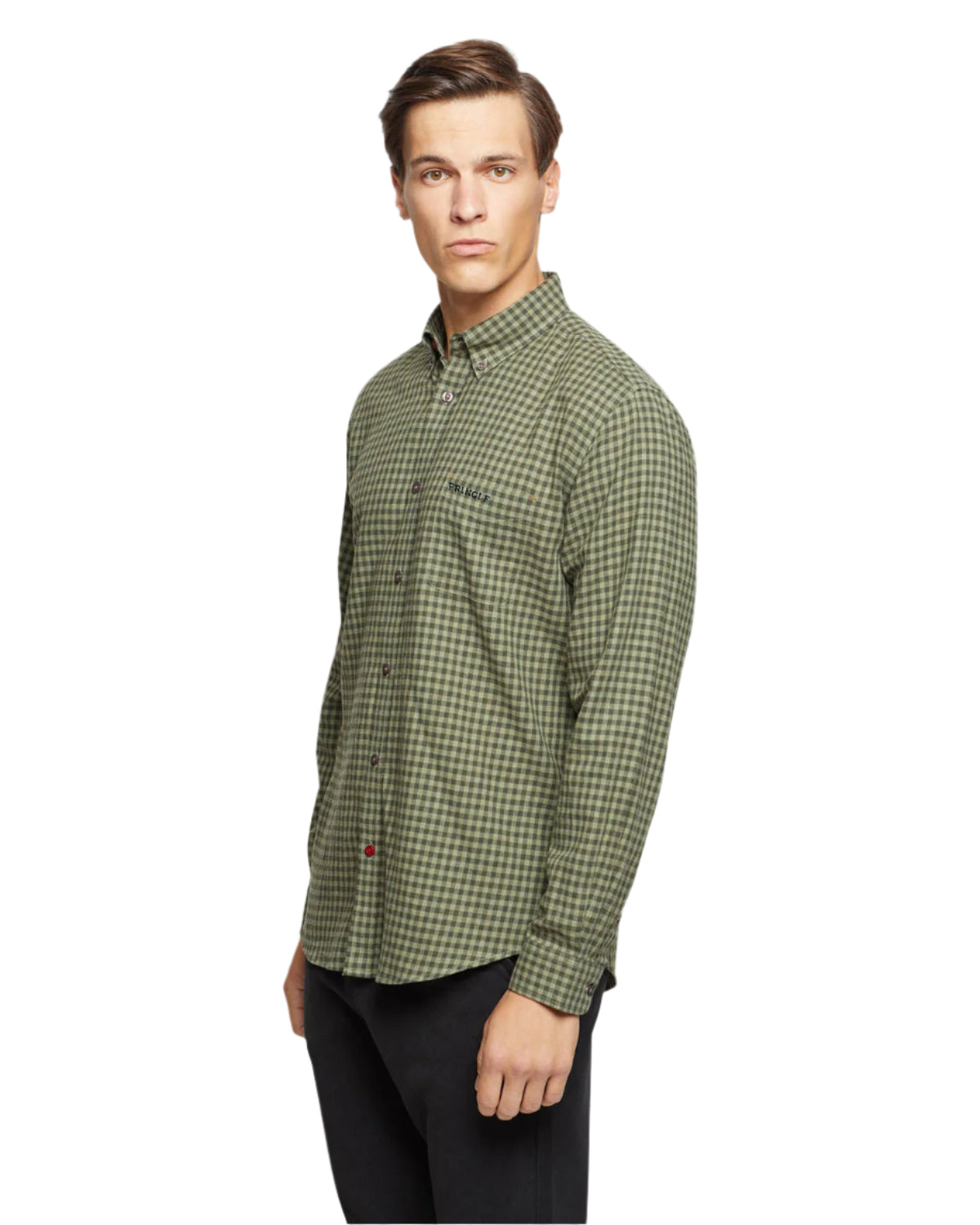 Pringle LS Olive Check Shirt Classic Fit