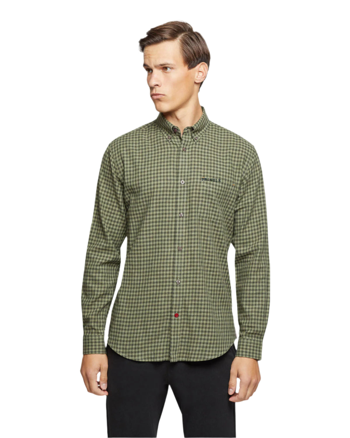 Pringle LS Olive Check Shirt Classic Fit