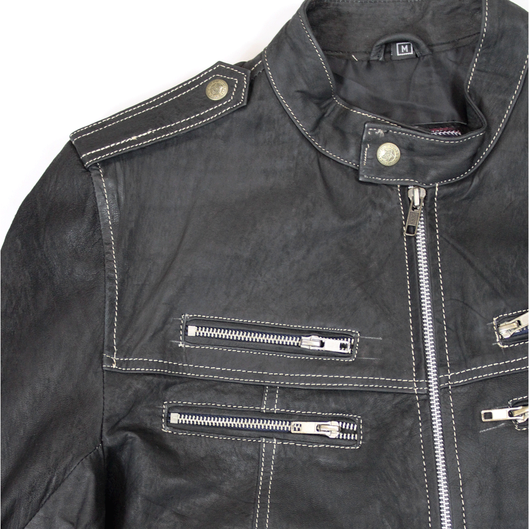 POINT Leather Black Biker Jacket
