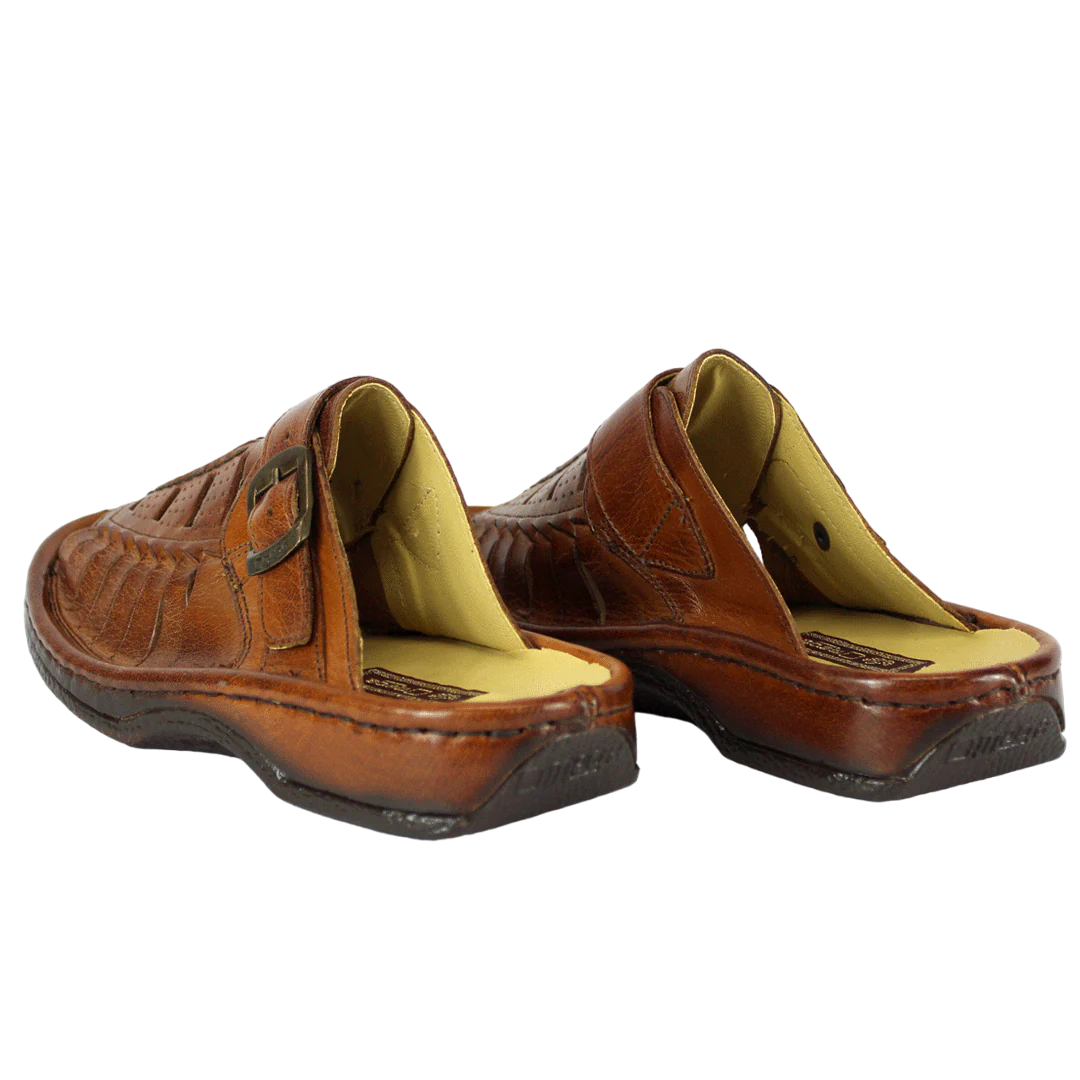 Omega Leather Terracotta Push-In Sandal – Easy Slip-On Men’s Leather Footwear