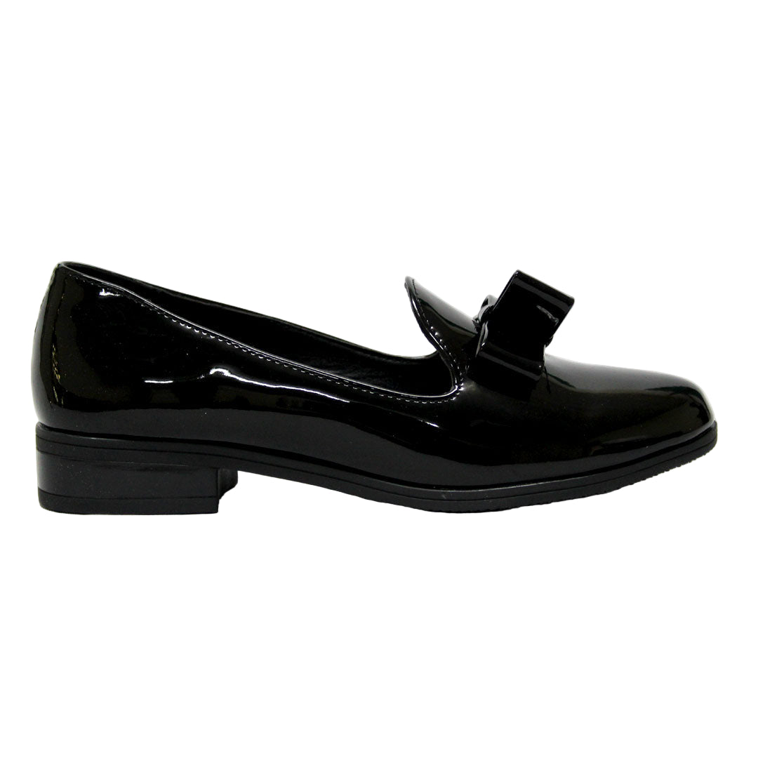 SOTTO Bow Black Hi-Shine Moccasin