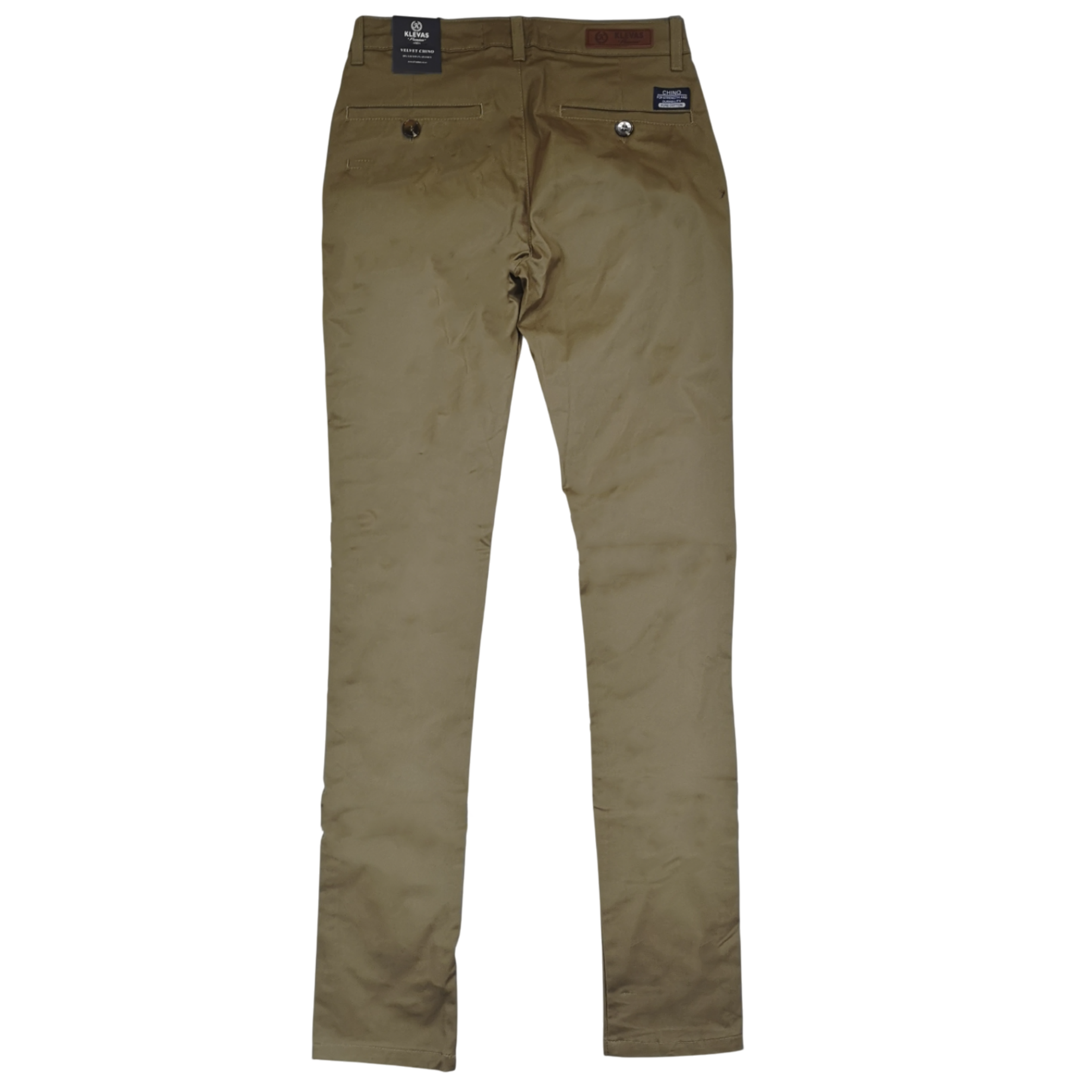 Klevas Khaki Skinny Classic Velvet Mens Chino