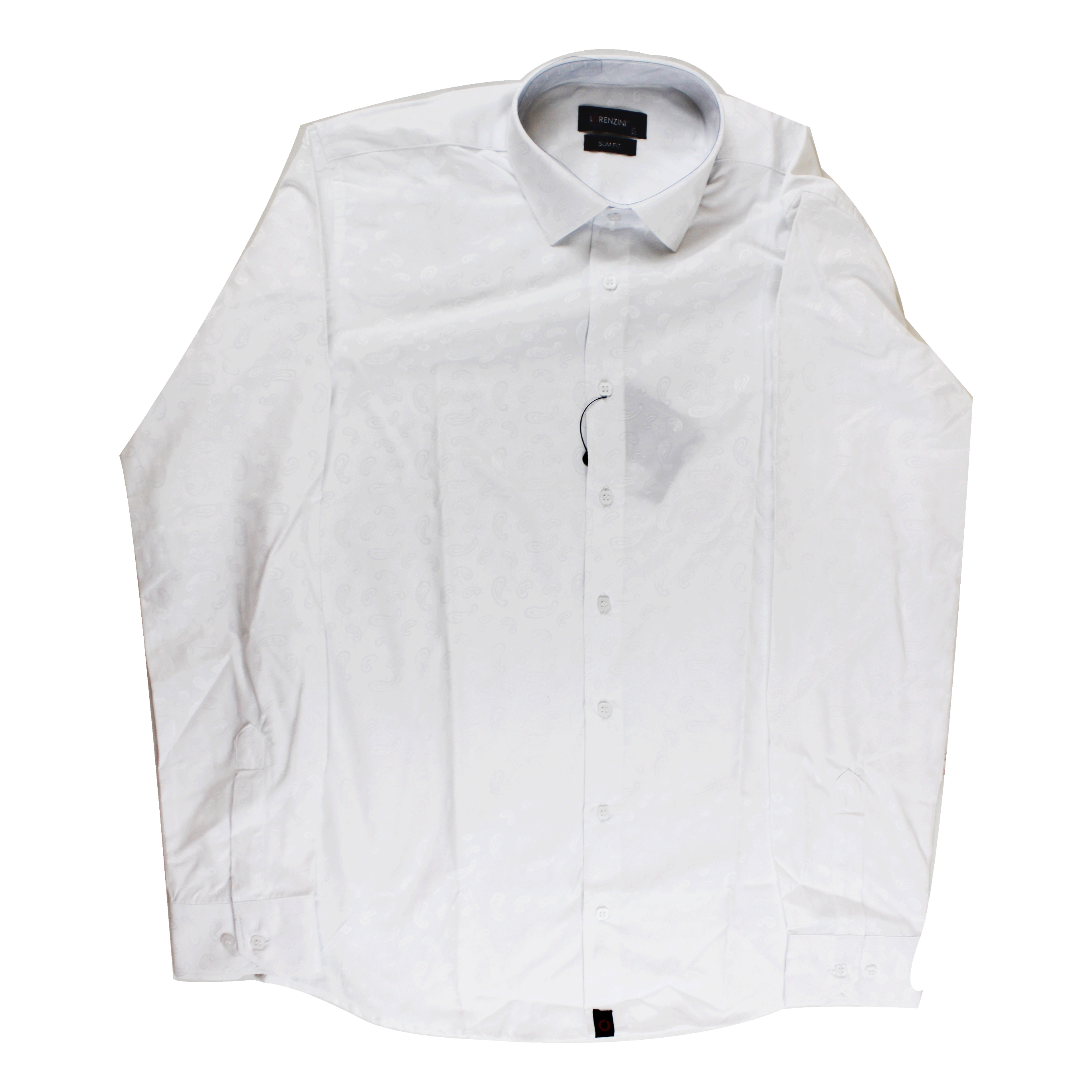 LORENZINI White L/S Paisley Slim Fit Shirt