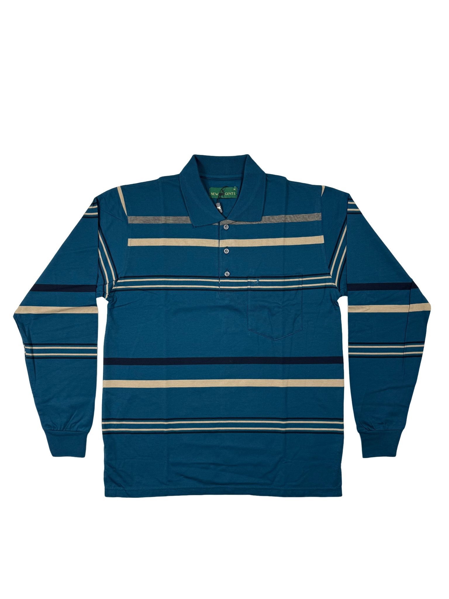 NEW GENTS Blue Striped LS Golfer
