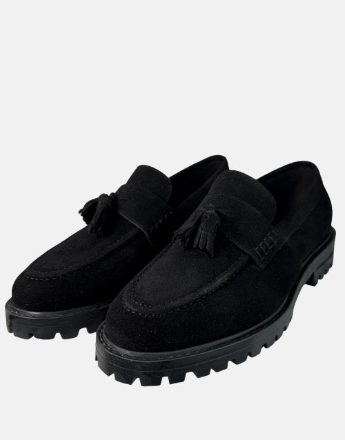 Filo Black Suede Tassel Moccasin