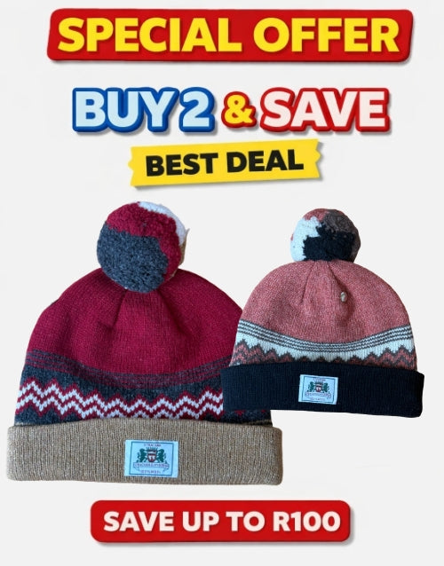 2 X STRACHAN & MYBURGH 100% Wool Beanie