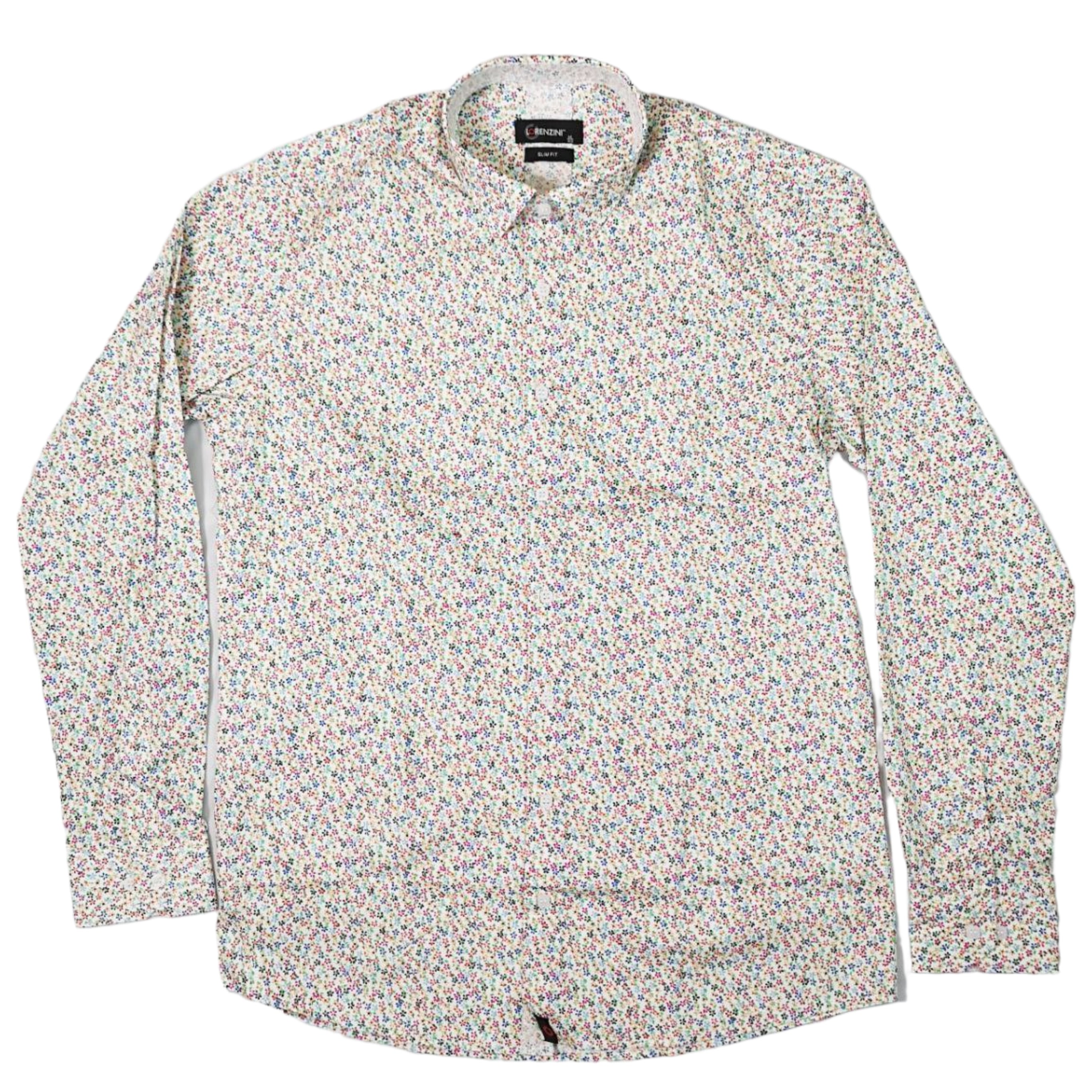 LORENZINI Slim Fit Paisley White LS Shirt