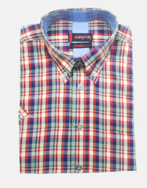 Aero SS Blue Check Shirt