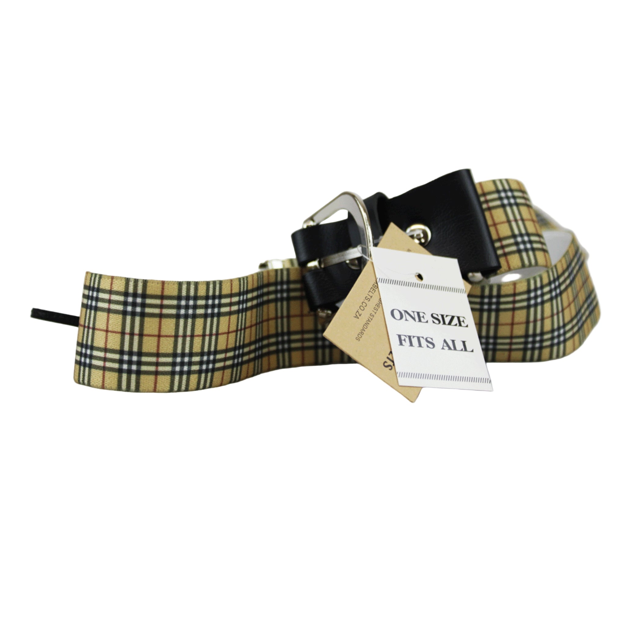 Bossini Beige Checkered Adjustable Belt