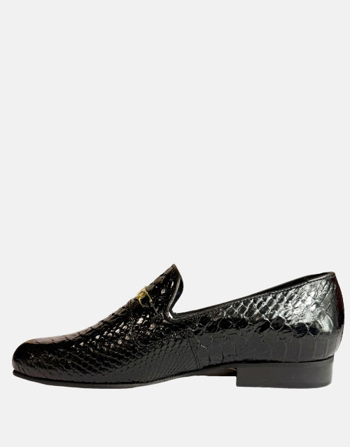 John Drake Black Leather  Moccasin