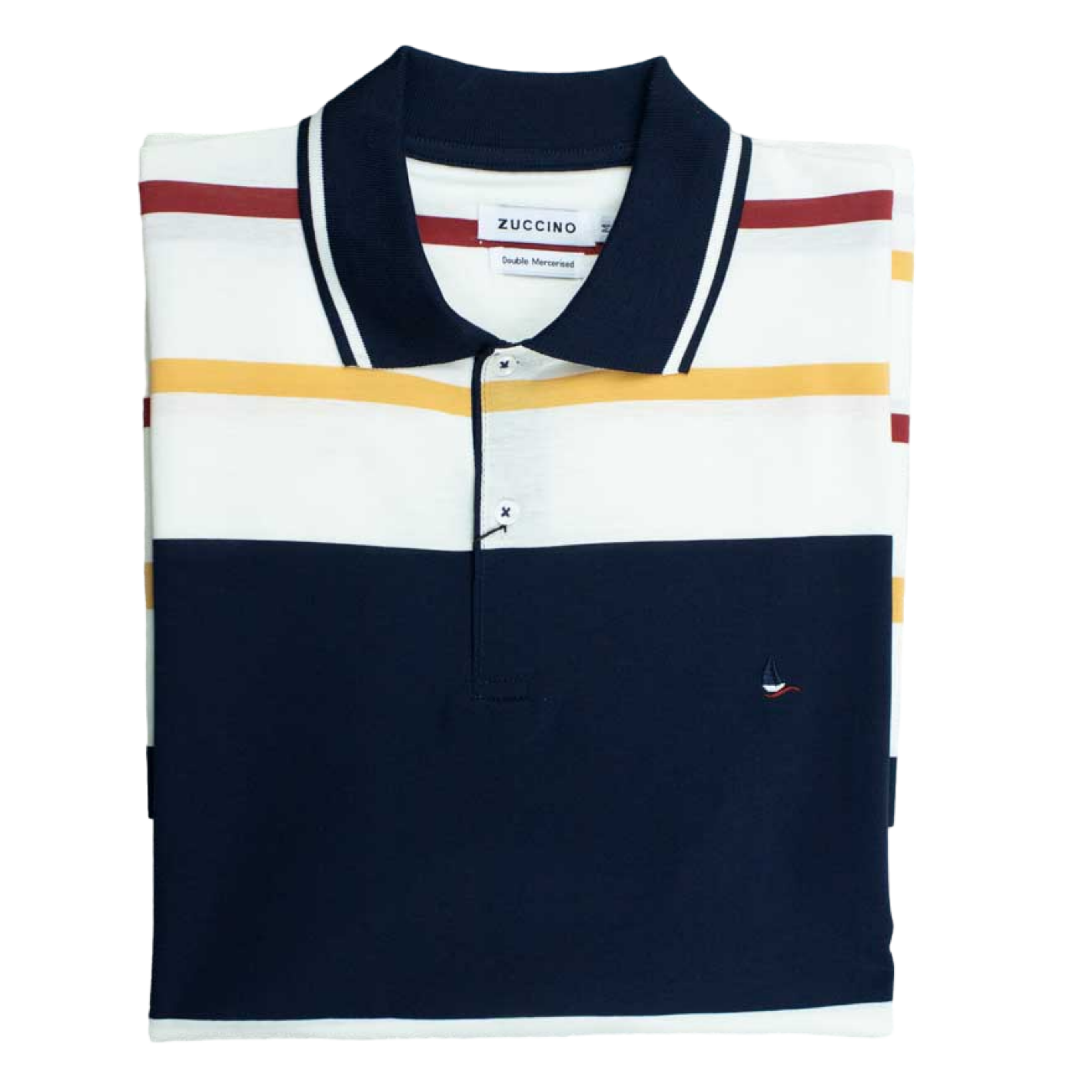 Zuccino Italy Stripe Navy Double Mecerised Golfer