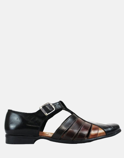 Rodrigo Black Multi Leather Sandal Shoe