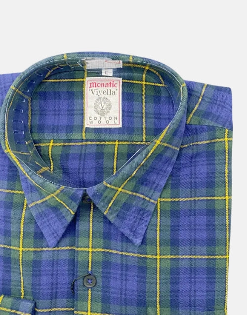 Men’s Viyella London Flannel Check Shirt Kensington – Green  Blue