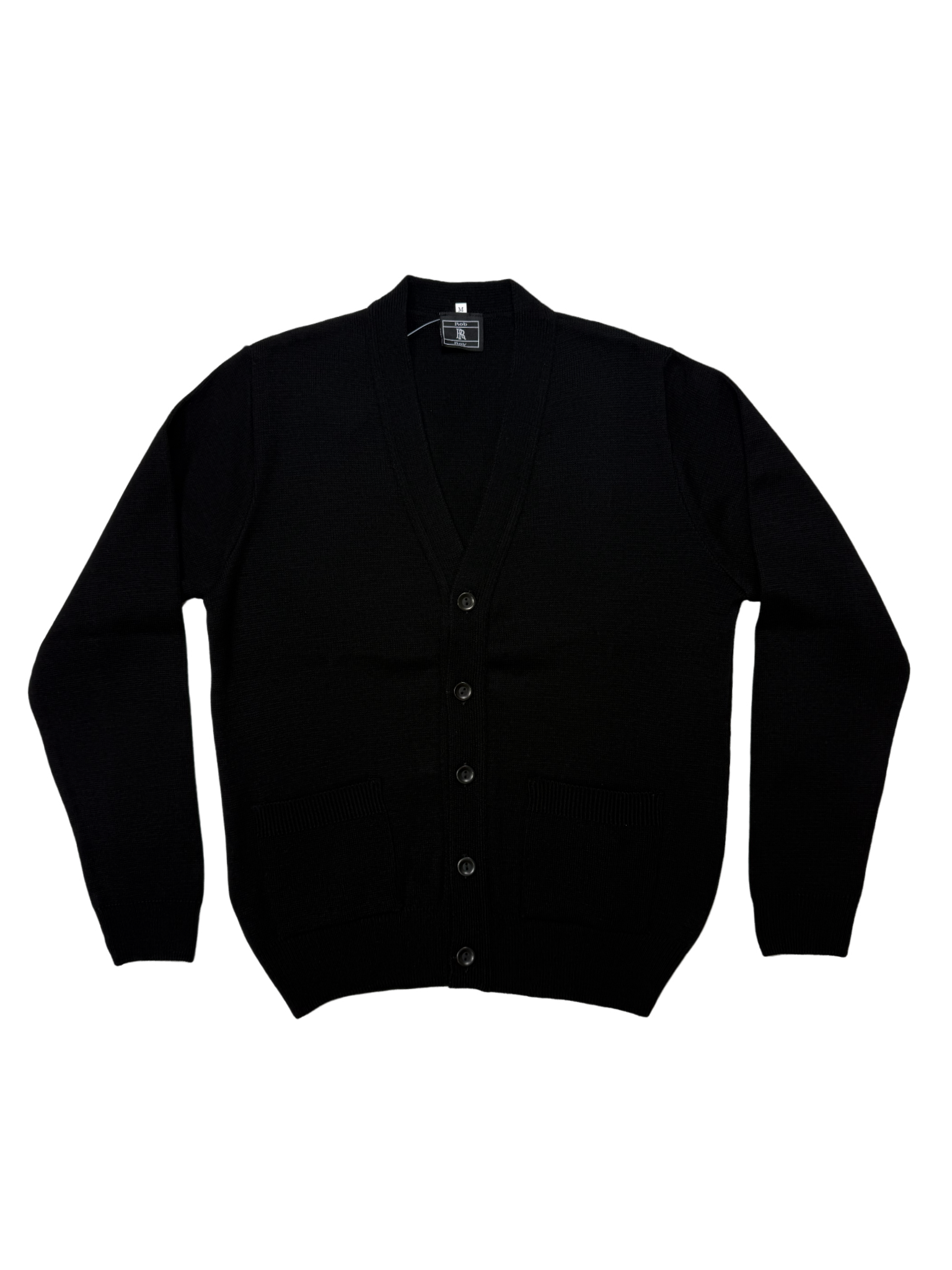 Rob Roy Black Plain Cardigan