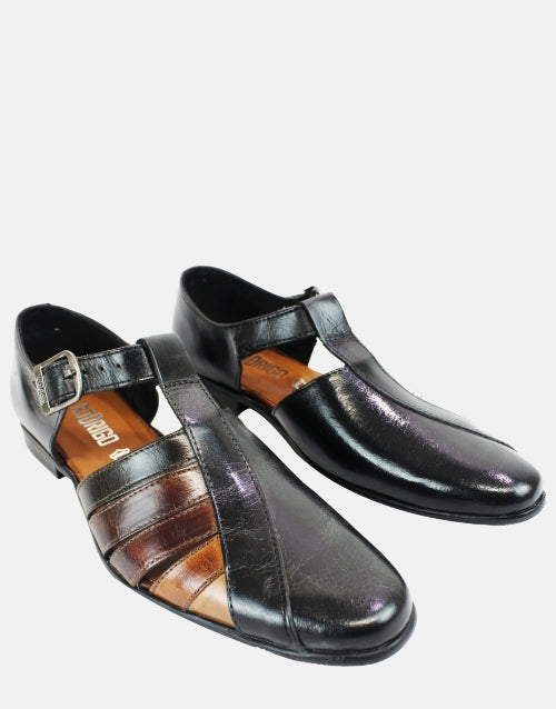 Rodrigo Black Multi Leather Sandal Shoe