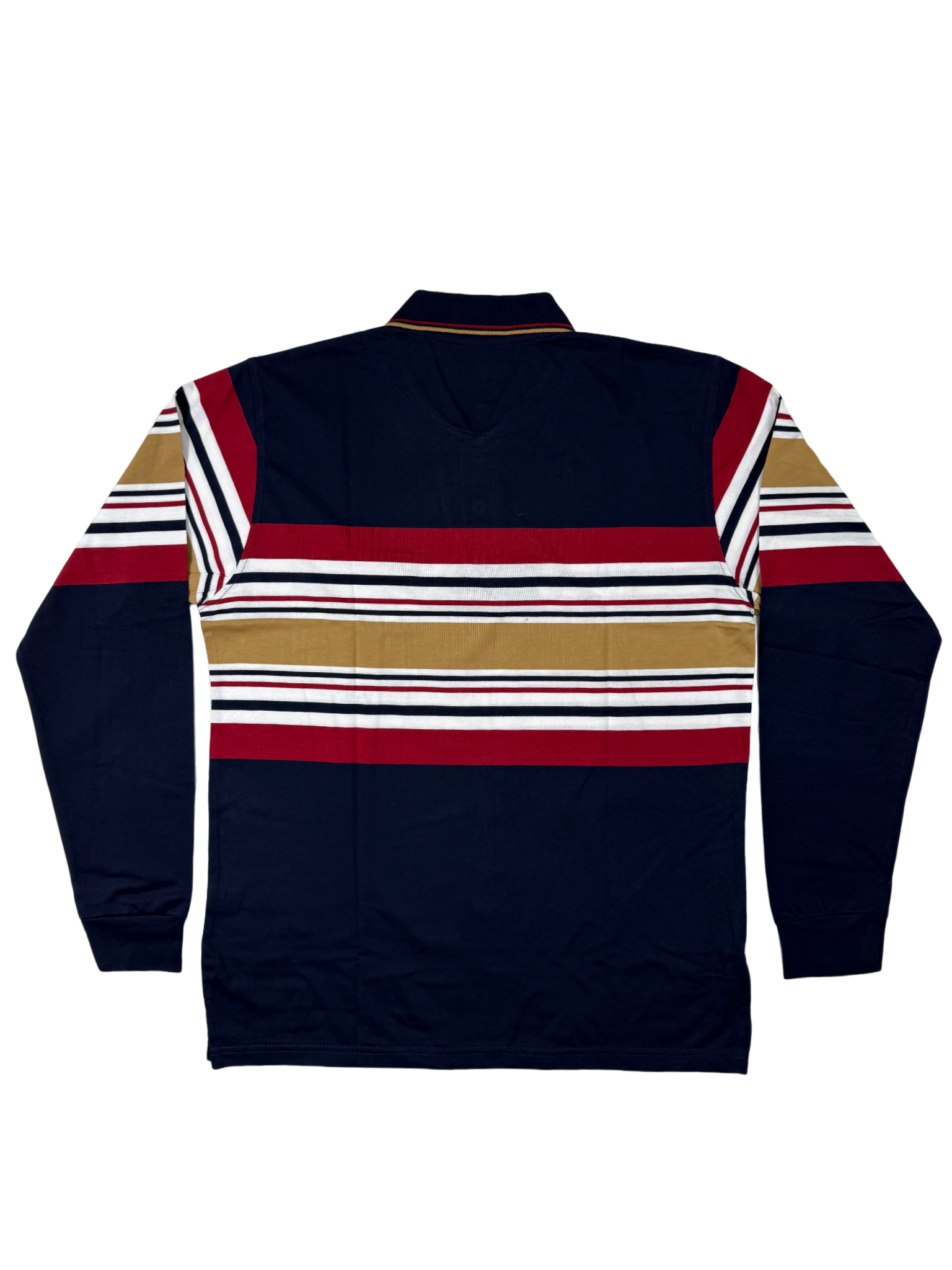 NEW GENTS Navy Striped Long Sleeve Golfer