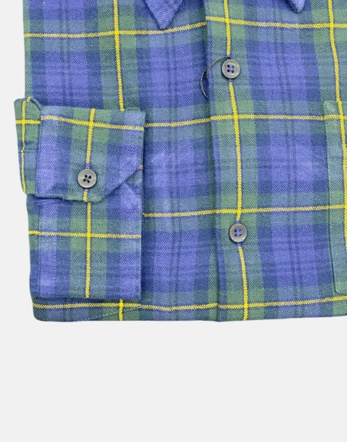 Men’s Viyella London Flannel Check Shirt Kensington – Green  Blue