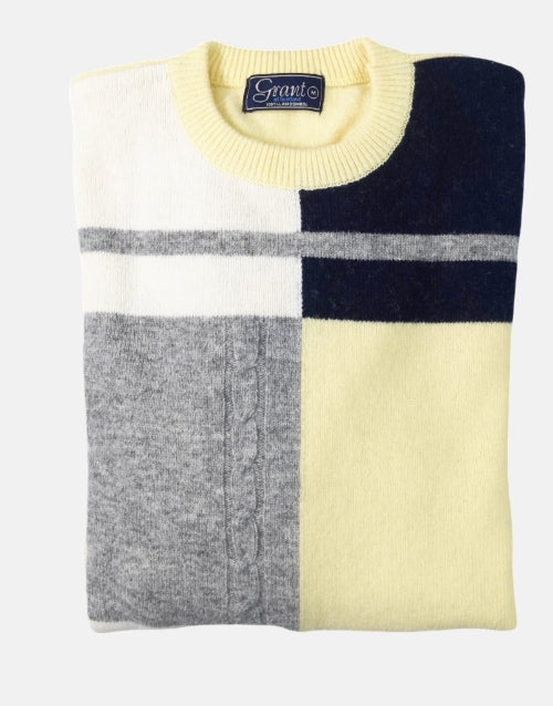 Grant of Scotland Color Block Soda Lambs Wool Knitwear