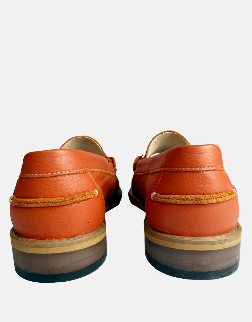 John Drake Leather Rust Orange Penny Moccasin