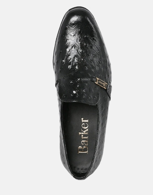 Barker Calvin Ostrich Black Mocassin