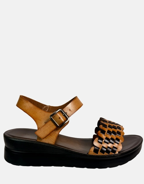 Ladies Carlo Bossi Platform Beige Brown Sandals