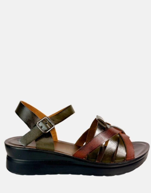 Ladies Carlo Bossi Platform Olive Sandals