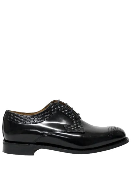 Bishop Black Leather Semi Brogue Shoe