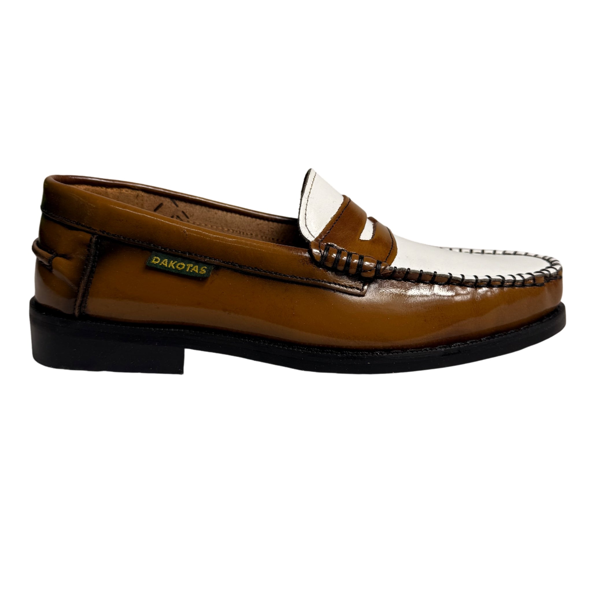 Dakota Leather Black & White Moccasin Shoe