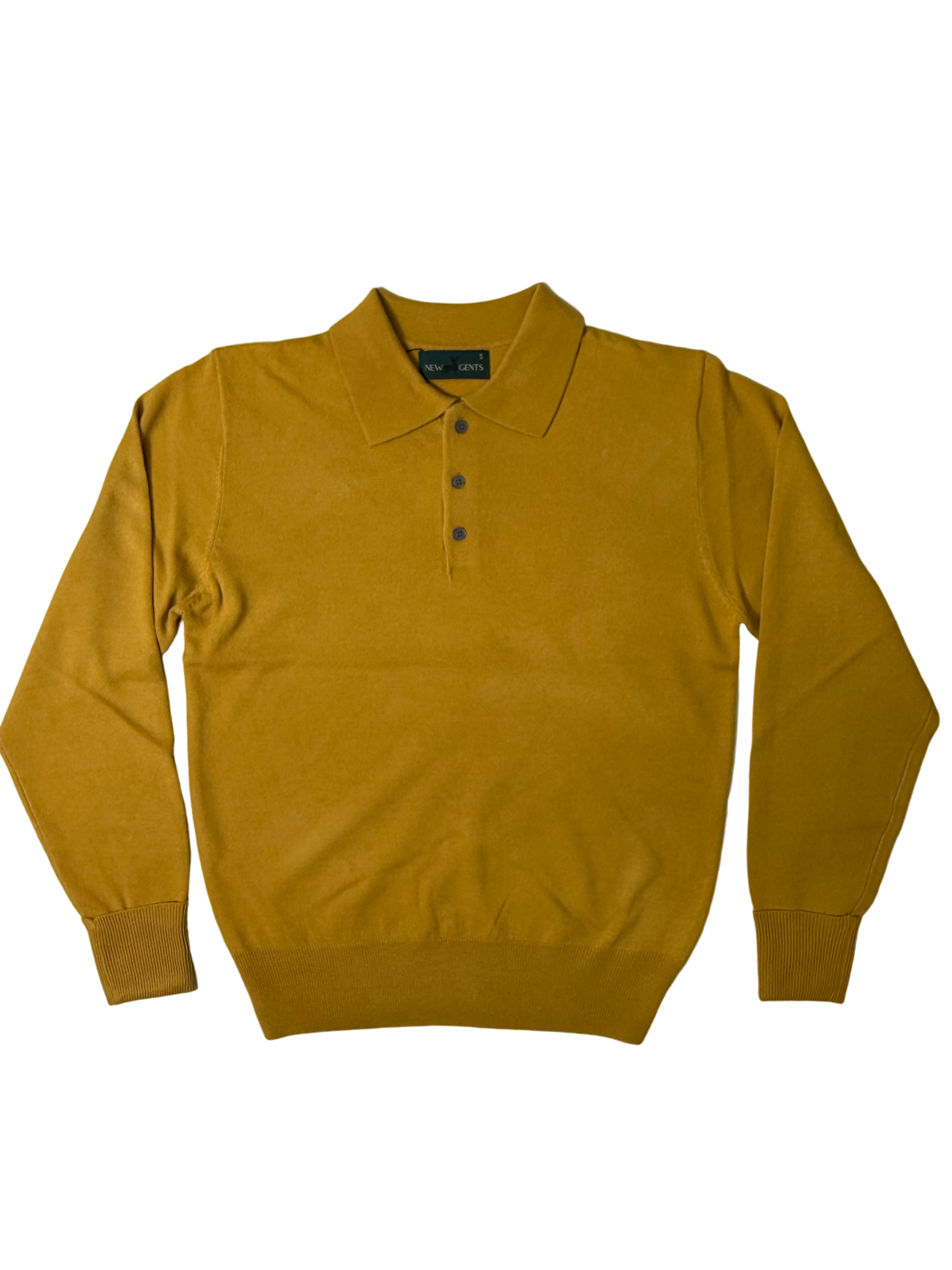 NEW GENTS Corn Mustard LS Golfer Knitwear