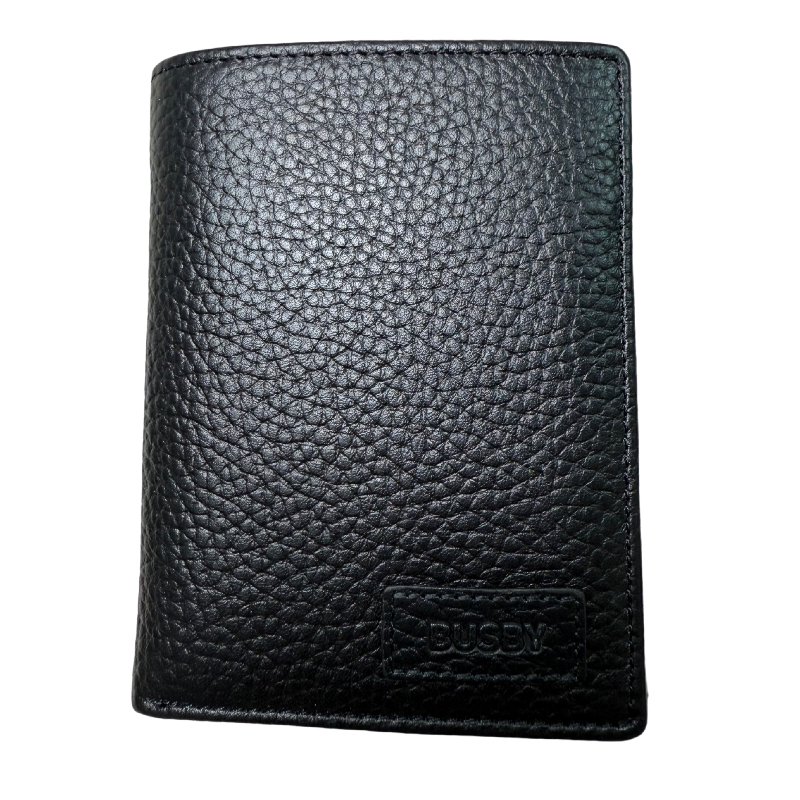 Busby Genuine Leather Black Coin With Flap Wallet