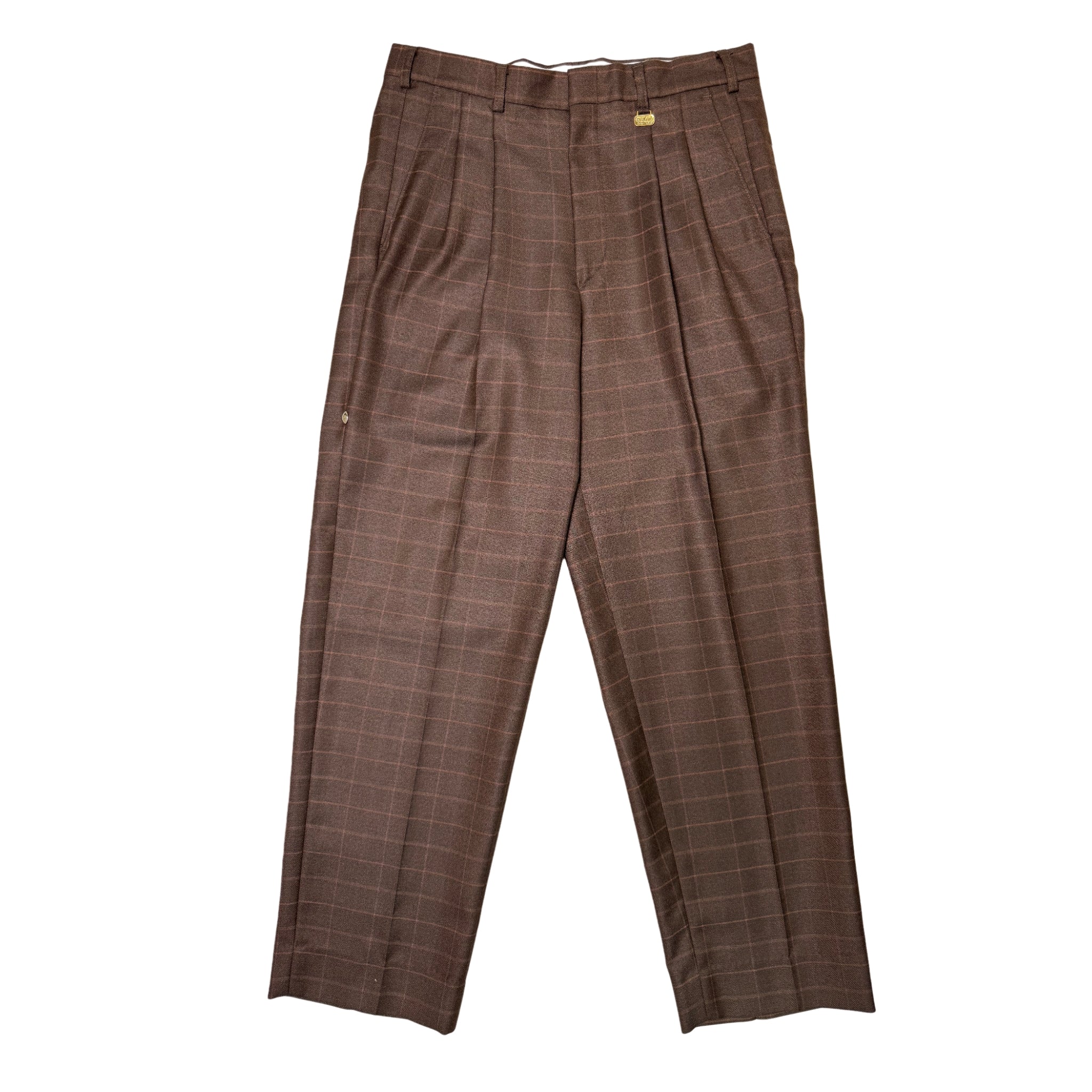 Navada Choc Brown 2 Pleat check Trouser
