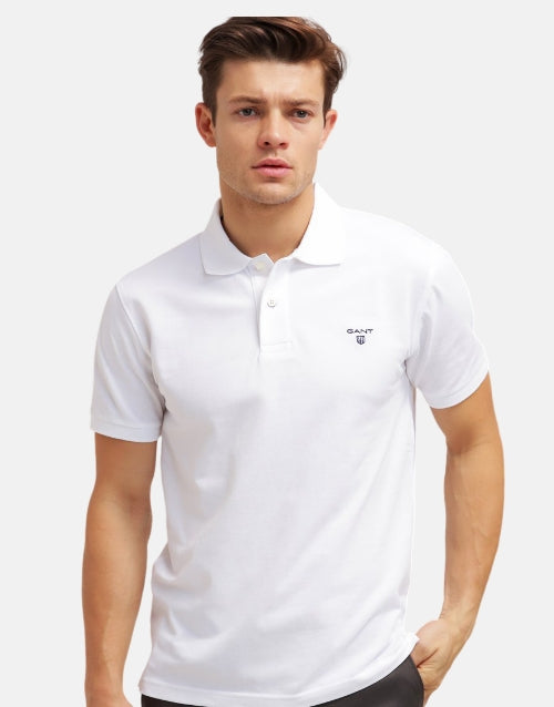 Gant Original SS Pique Contrast Collar White Navy Golfer