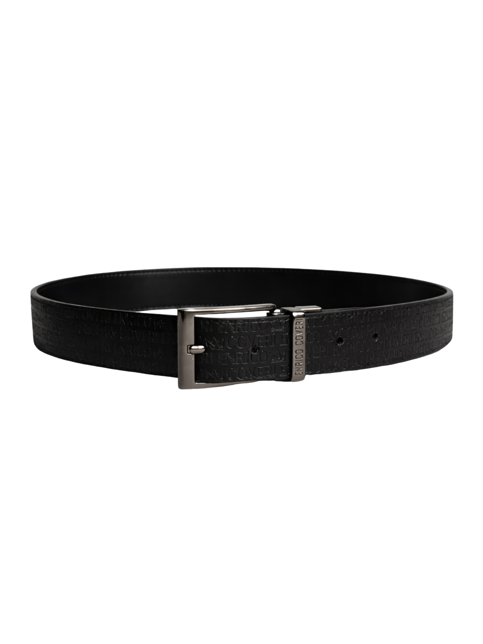 Enrico Coveri Monogram Reversible Black Leather Belt