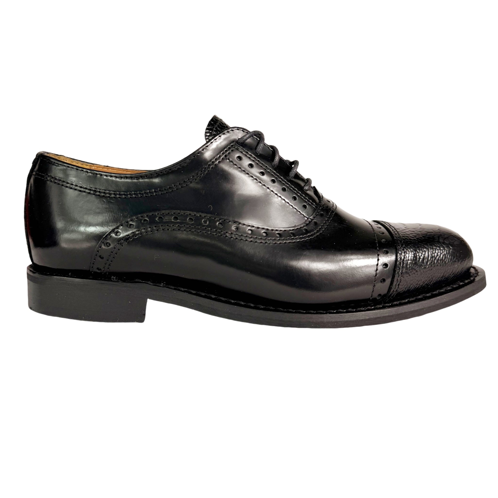 BISHOP Black Oxford Semi Brogue Leather Shoe