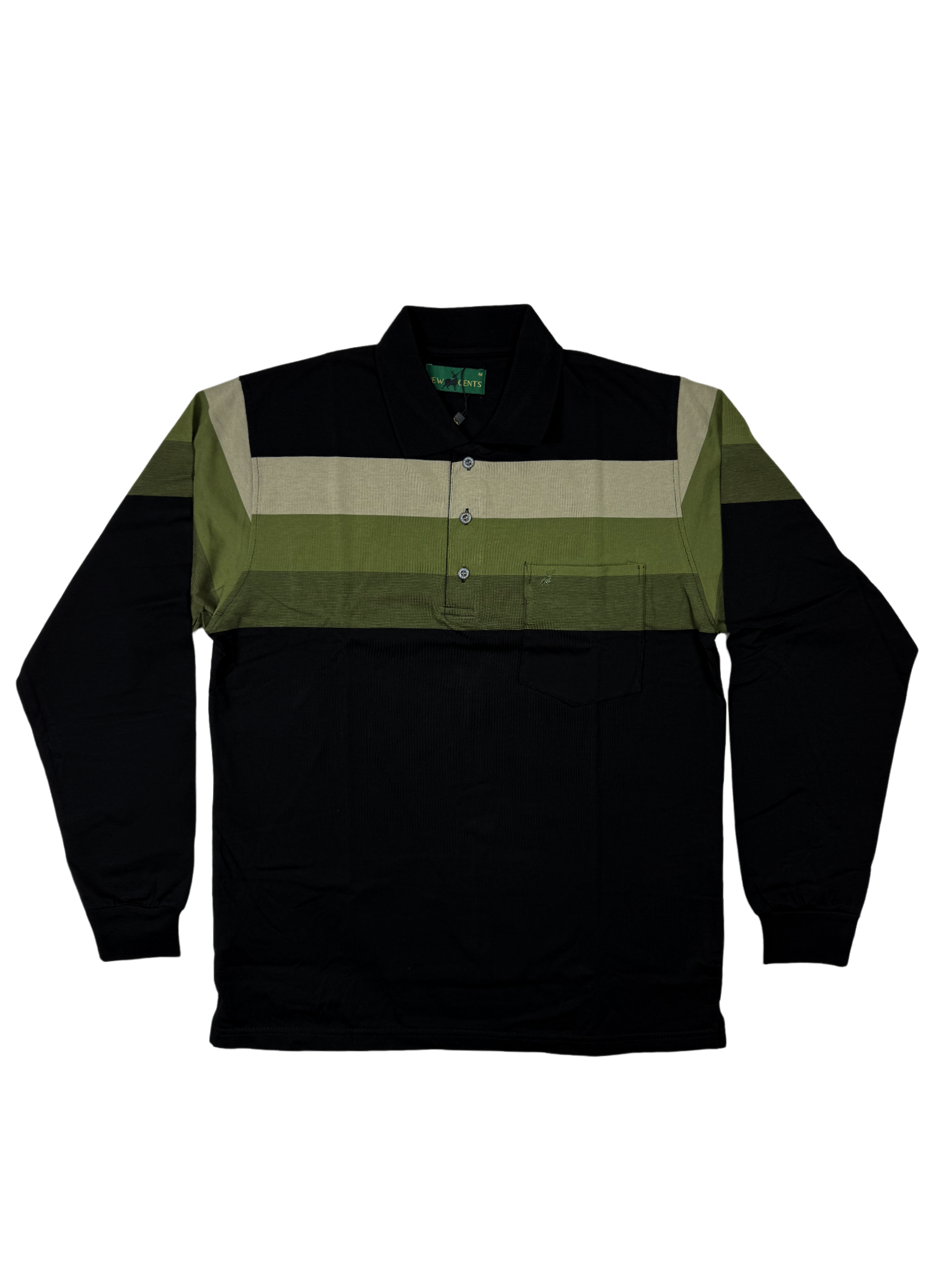 NEW GENTS Black Striped LS Golfer