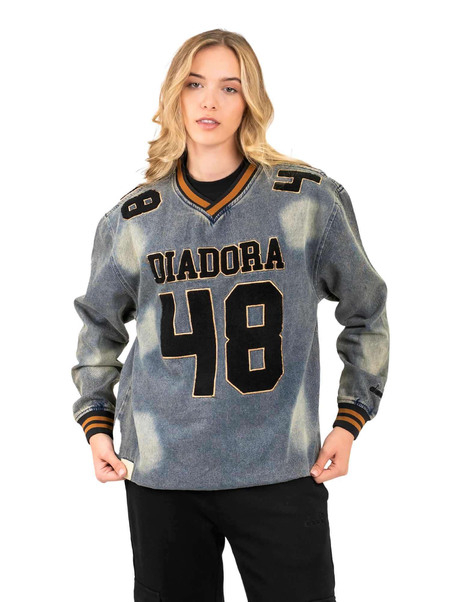 Diadora Dark Denim Piero V Neck Sweater