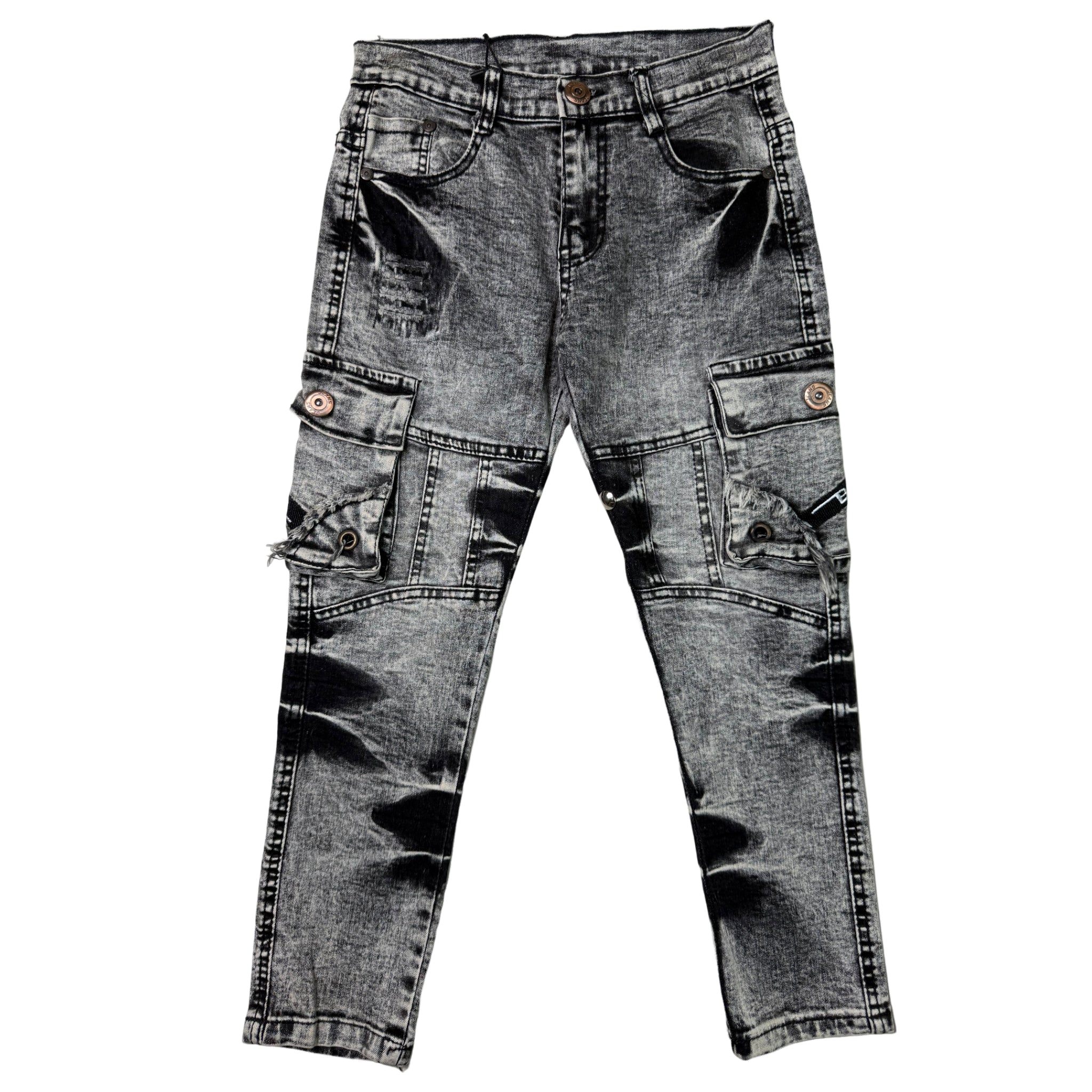 Jiu Classic Boys 6 Pocket Cargo Grey Jeans
