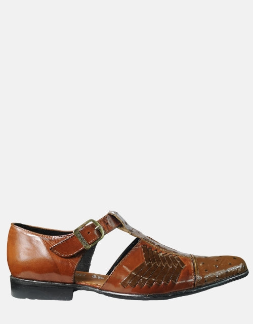 Rodrigo Cognac Brown Ostrich Leather Sandal Shoe