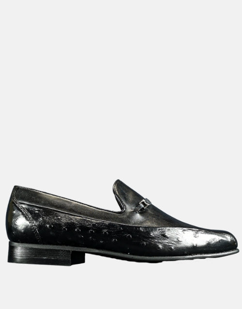 John Drake Plain Vamp Ostrich Saddle Trim Shoe