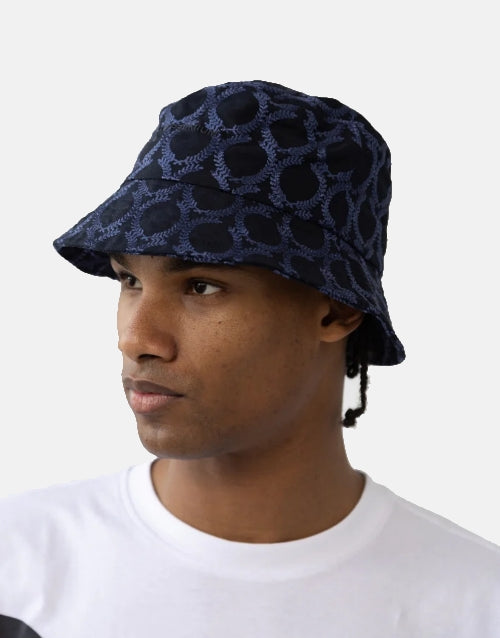Borelli Navy Guiseppe Embroidered Bucket Hat