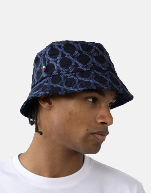Borelli Navy Guiseppe Embroidered Bucket Hat