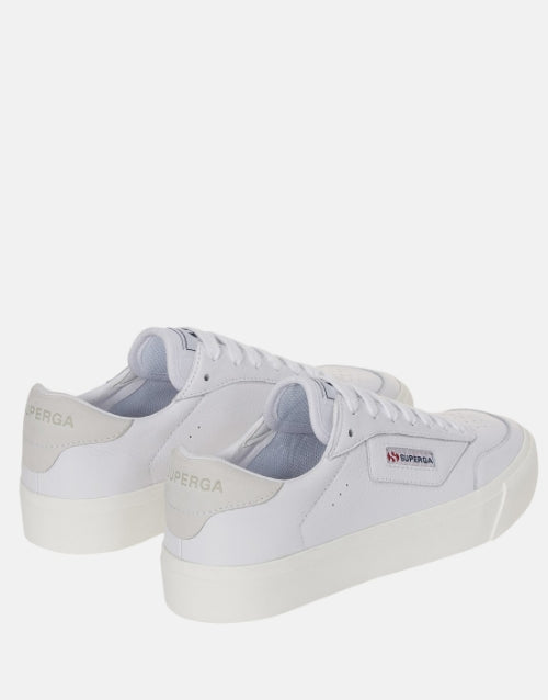 SUPERGA Leather White Court Avorio Sneaker