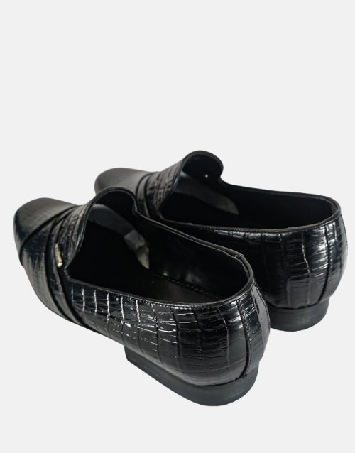 John Drake Black Leather Slip On Shoe