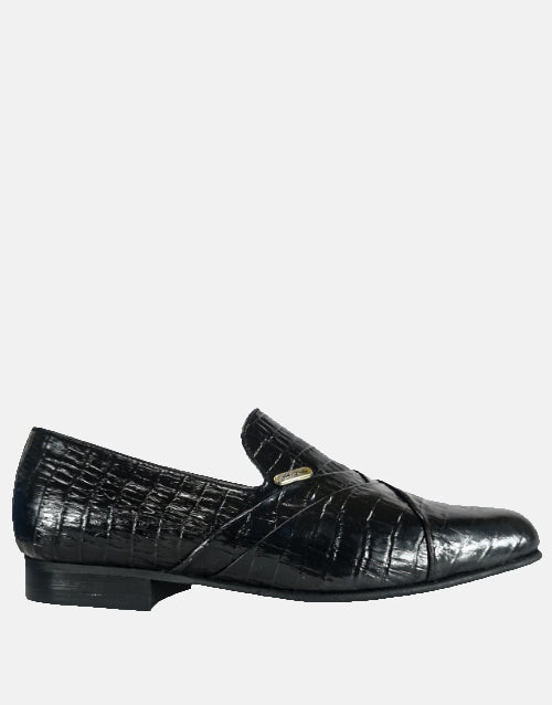 John Drake Black Leather Slip On Shoe